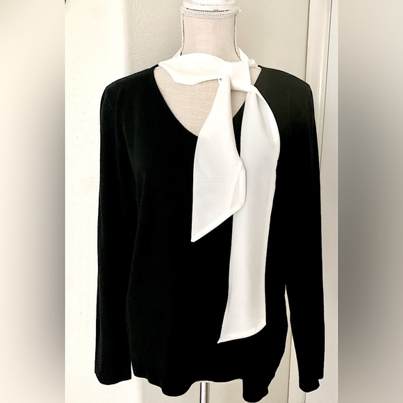 Vila Milano Sweater with Attached Sheer Scarf - Picture 2 of 14